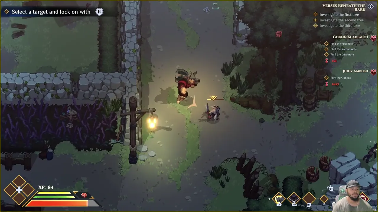 Cronometrando um bloqueio contra um goblin conforme ele se aproxima do personagem.