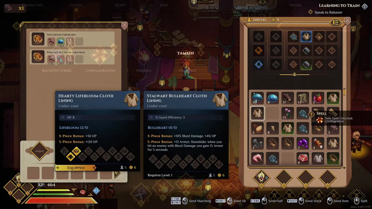 « New Spell Unlocked: Conflagration » après utilisation du livre.